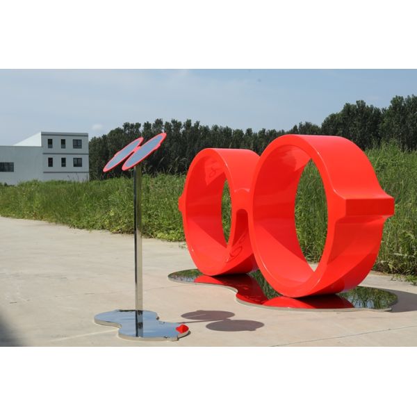 Красная нержавеющая сталь наружные художественные очки скульптура ручной ковки