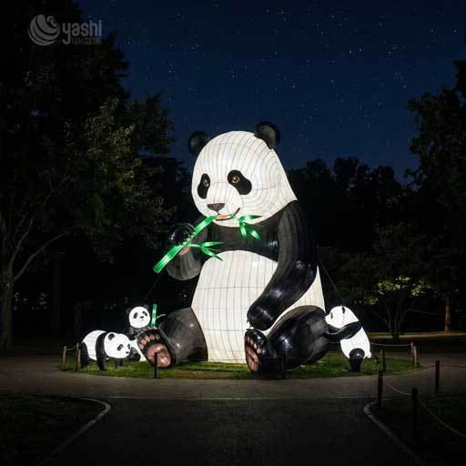 Waterproof Giant Panda Lantern Set, LED Animal Sculptures, Outdoor Night Show Decorations for Zoos, Parks and Cultural Festivals