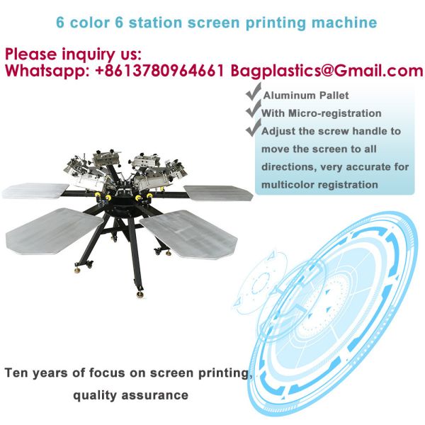 Automatic Silk Screen Printers Rotary Machine Manual Grade 6 Station Screen Printing Machine For Solar Cell Ribbon Solar Cell New Condition For Label Card Paper Printer