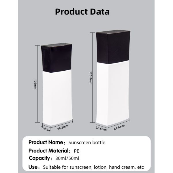 30ml / 50ml PE Cor e Logotipo Personalizados Forma Quadrada Creme Solar Creme para Mãos Loção Botelha UKL33D