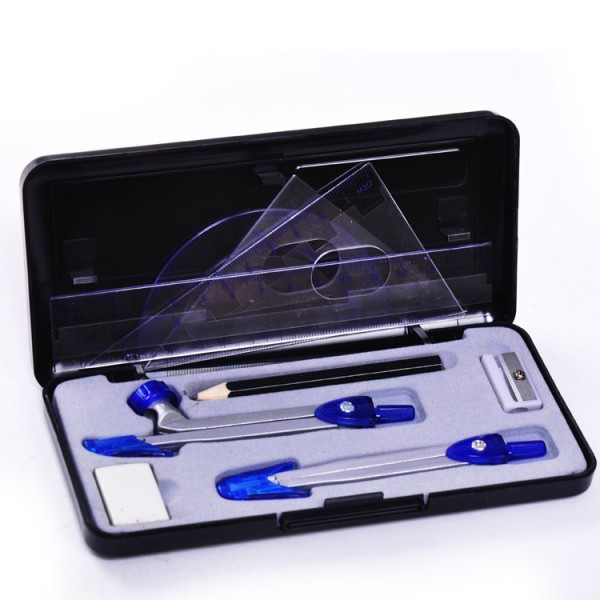 Whosale Cheap School Stationery Student 9pcs Geometry Box Mathematics Set