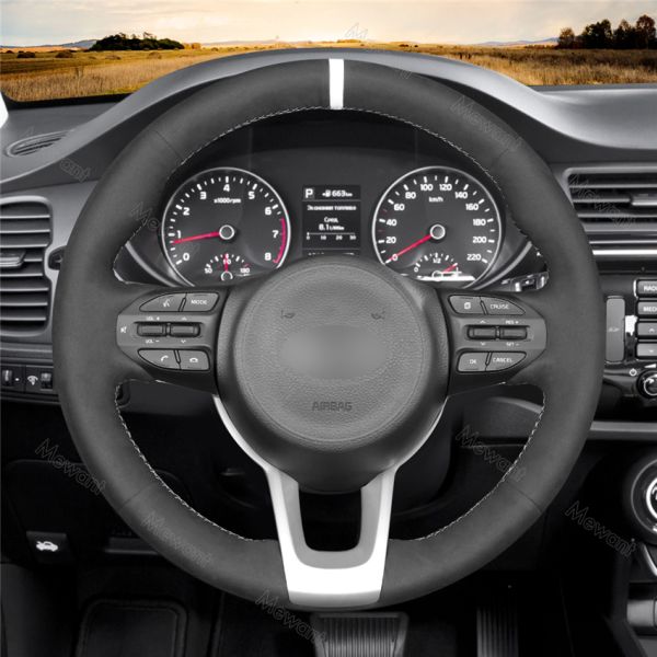 Red Thread Custom Steering Wheel Cover for Kia Rio K2 Rio5 Picanto Morning 2017 2018 2019