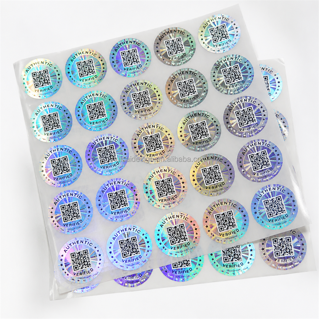 Custom Laser Holographic Sticker Security Label Anti Tamper Evident Seal with Barcode QR Code for Packaging Protection