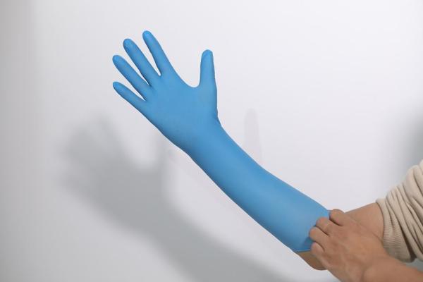 High Quality Free Samples Sky Blue Disposable Wholesale Medic Powder Free Long Sleeve Non Sterile Nitrile Gloves
