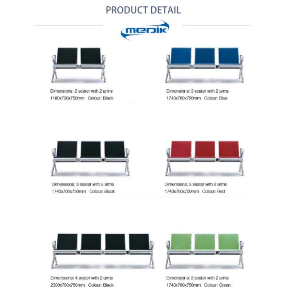 Мебель зала ожидания пены впрыски ПУ, стулья стиля больницы для 3 людей