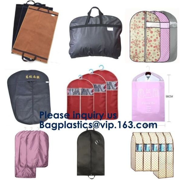 Vinyl Garment Suit Bag With Pocket,Printed Zipper Garment Clothing Fodable Bag,Side Zipper Clothes Cover Travel Storage