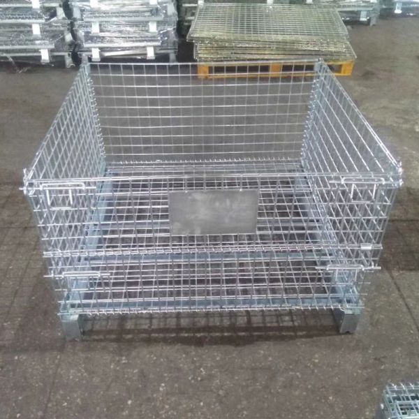 Heavy Duty Collapsible Wire Mesh Cages Foldable Structure With Caster Wheels