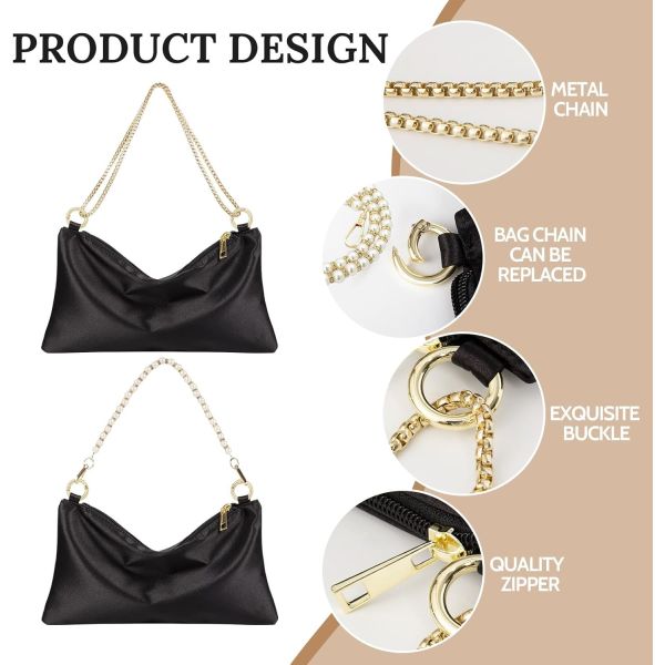 Женская вечерняя сумка с сатинным сцеплением Сумка для женщин Свадебная сумка с двумя цепями для официальной коктейльной вечеринки