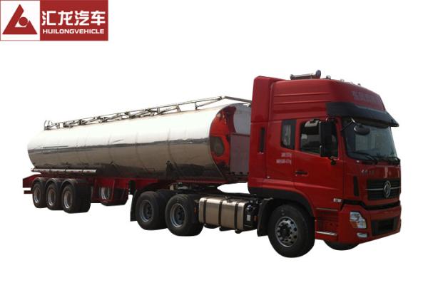 Food Grade Milk Tank Trailer Dual Line Brake System Automatic Flux Valve