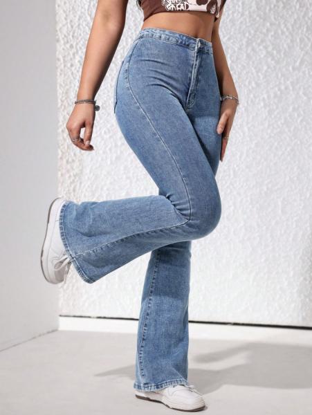 Nostalgia medium blue stretch flared jeans