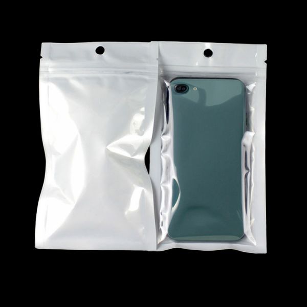 Custom 3C Retail Packaging Bags Transparent Electronics Phone Accessories Packaging Bags White Pearl Film Self-Sealing Bags