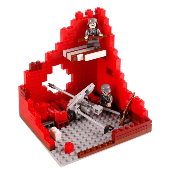 Military accessories series weapon cannon German soldier mini figure ww2 ruin building block