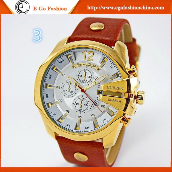 E Go Fashion China Watch Wholesale 2 Subdials Rose Gold 8176 Watch Brown Vintage Watch New