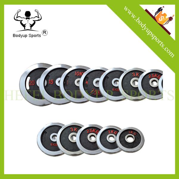 Chromed Cast Iron Weight Lifting Plates , Standard Weight Plates With Rubber Sheet