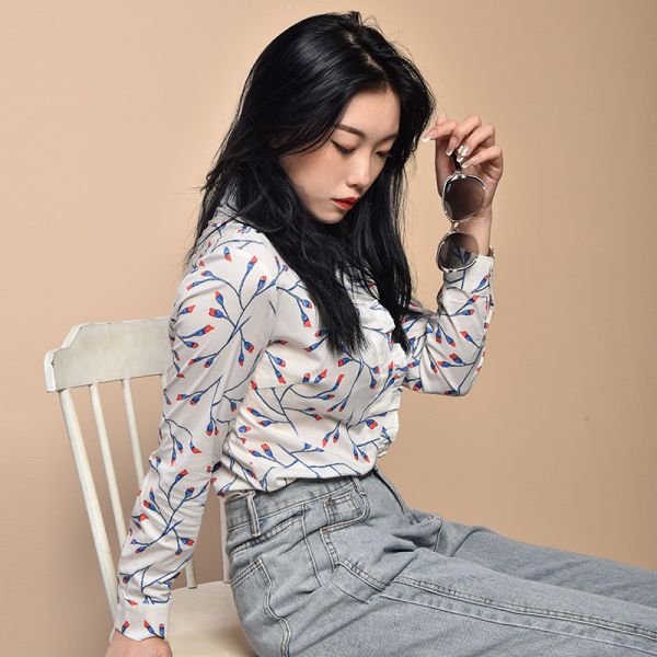 100% Cotton Stockpapa Womens Casual Print Shirts