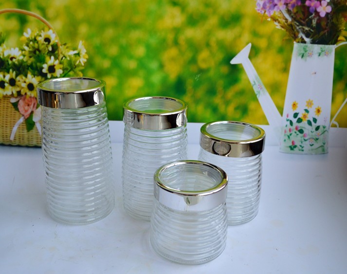 SET OF 4 PCS GLASS CANISTER