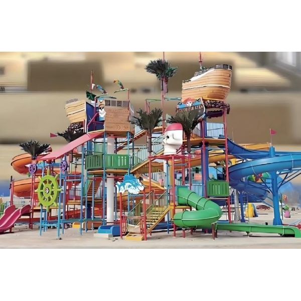 Medium Sized Water Village Park Customized With Giant Pirate Ship