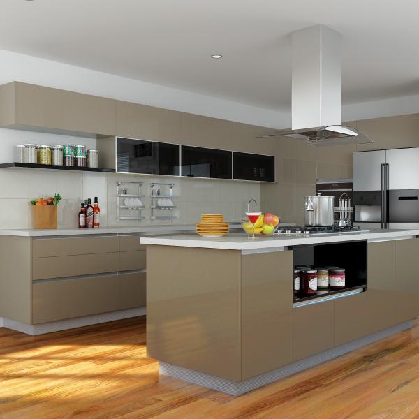 Free Design Mobiliário de cozinha modular Mobiliário de cozinha preto moderno Armários de madeira