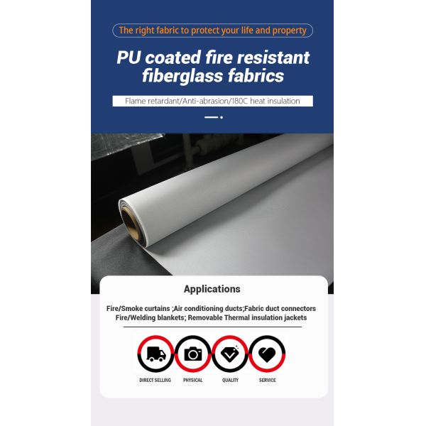 Барьер покрытый ПУ стеклоткани заварки ткани ткани огня М0 изолируя холст 0.4мм ткани