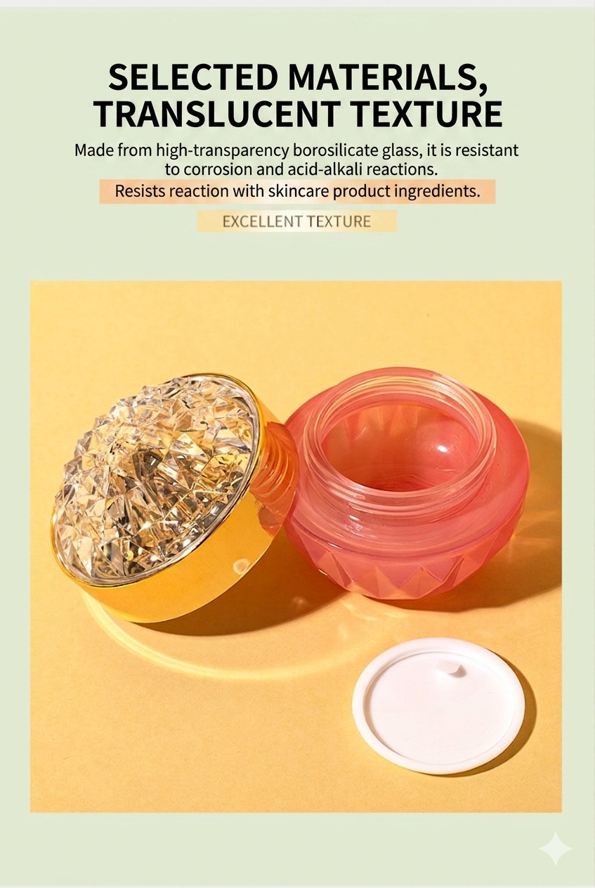 Luxury Diamond Lid Glass Cream Jar 30g 50g for Cosmetic Packaging