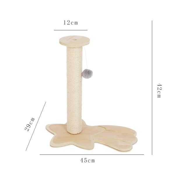 45*29*42cm Sustainable Plush Sisal Scratch Pole Cat Claw Scratcher Wooden Cat Climbing Frame for Pets