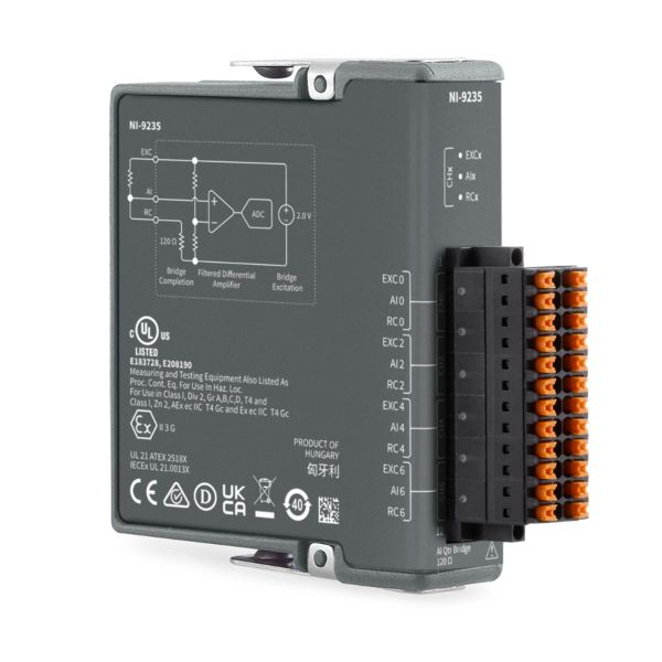 National Instruments NI-9235 8-Channel Strain/Bridge Input Module with 10 kS/s/channel and 120 Ω Quarter-Bridge for Dynamic Strain Measurement