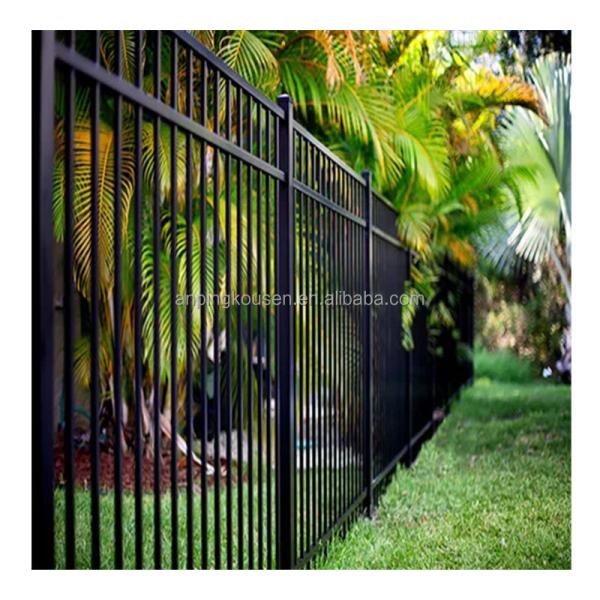 6ftx8ft Black Metal Garden Fences Powder Coated Galvanized Steel Anti Rust Affordable