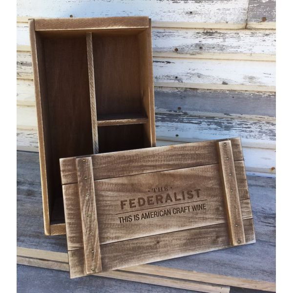 Customized Logo Wooden Gift Box for Personalized Wine or Whiskey Bottle and Glassware