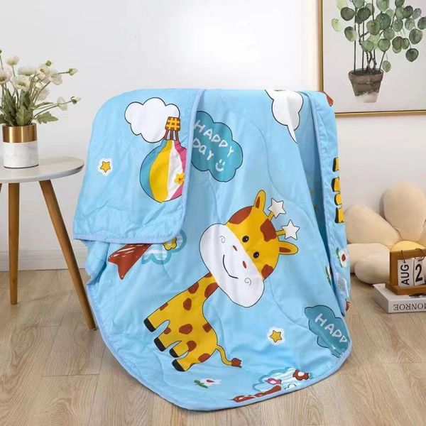 Custom Logo Summer Quilts for Children Cartoon Prints Cotton Material Air Conditioner