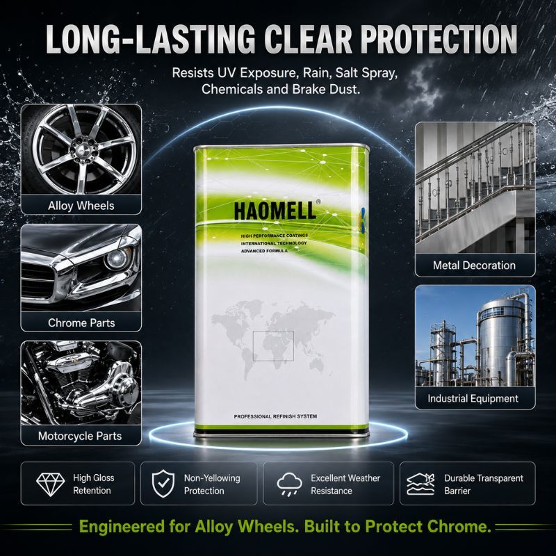 Gate High-Hardness 2K Acrylic Clearcoat Scratch-Resistant Mirror Finish for Alloy Rims Chrome Metal 5L