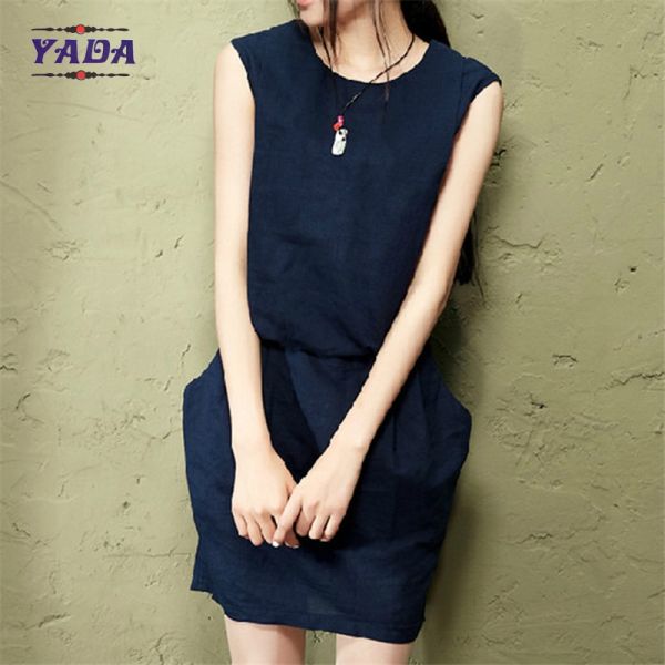 Утонченный твёрдый цвет хлопчатобумажный жилет женщины неформальные девушки сексуальные ночные платья фотографии для дам