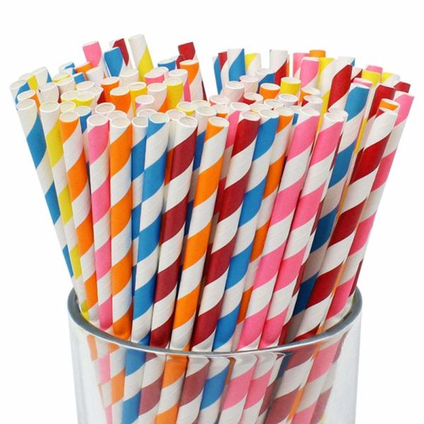 Colorful Assorted 	Striped Paper Straws To Decorate Birthday Parties Baby Showers