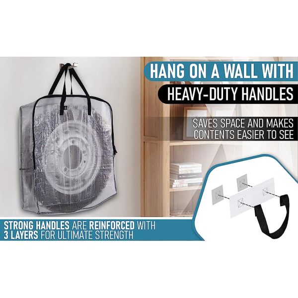 Over-Sized Clear Organizer Storage Bag Strong Handles Zippers for College, Moving Supplies, Christmas Decorations