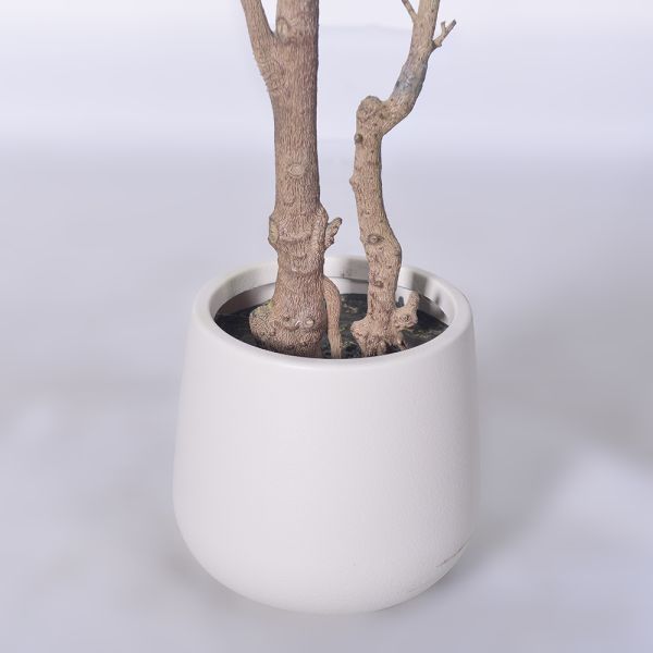 Latest New Arrival Artificial Indoor Plants Potted Plants Green White Faux Rubber Tree for Decoration Office Small Plastic