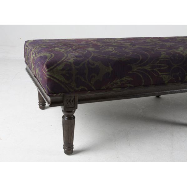 Vintage American Style Living Room Ottoman Bench Solid Wooden Upholstered