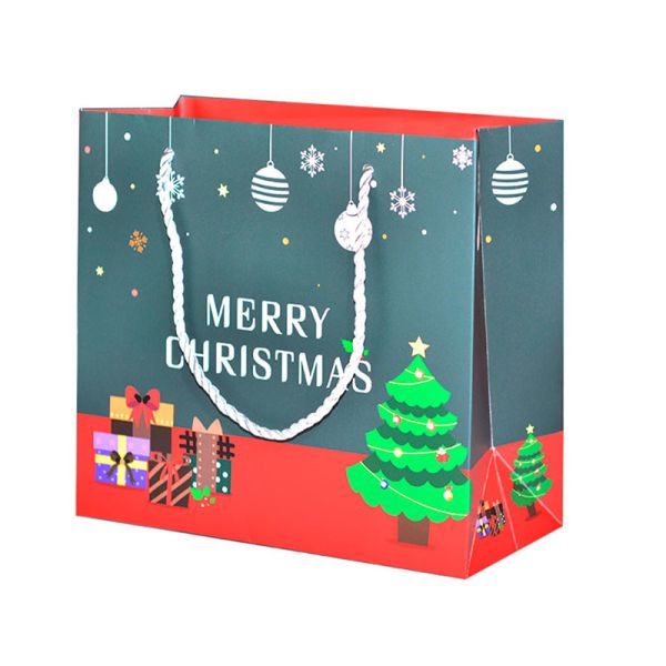 Printed CCNB Christmas Paper Bags For Xmas Eve Gift Takeaway