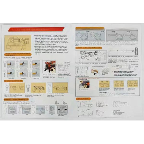 DF-100E1 Locksmith Tools Key Cutting Machine Full Set Cutters for Copying and Duplicating