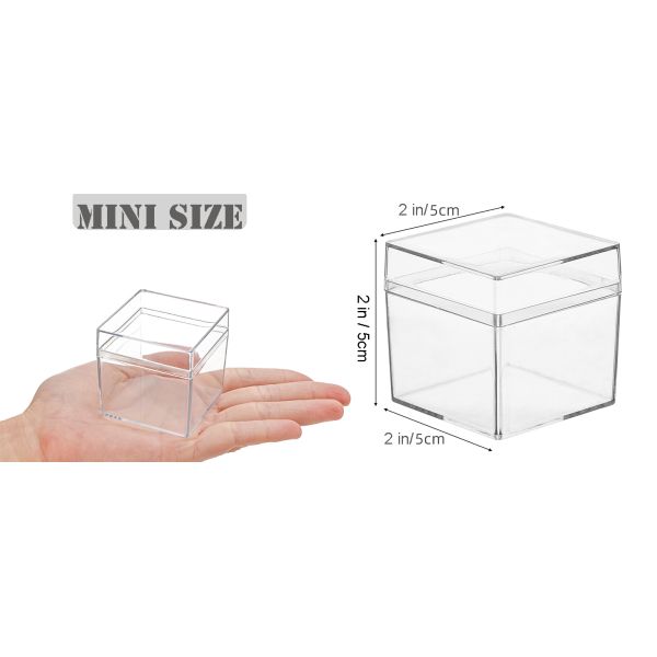 Pack Acrylic Boxes With Lid, Clear Square Cubes Treat Gift Boxes Candy Storage Container For Candy, Little Trinkets, Jewelry, Party Favor