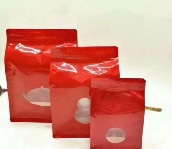 Custom Printing Aluminum Foil Plastic Zipper Flat Bottom Bag with Window for tea packing