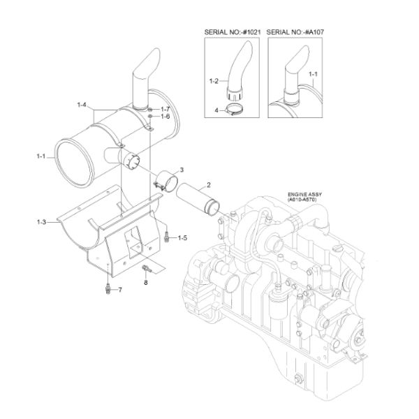 11N633010 Муфлер HYUNDAI Части запасные экскаватора для R210LC-7
