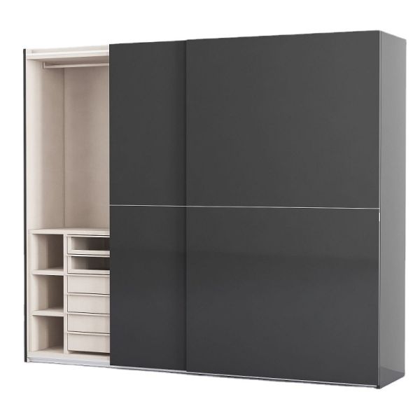 78in Bedroom Wardrobe Closets Aluminium Sliding Wardrobe Door Profiles With Lighting