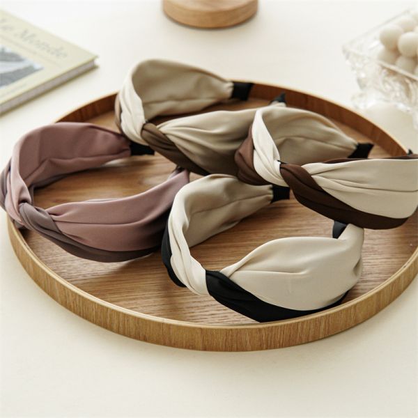 GLH003 Cross color girls womens fabric hair elastic stretch headbands accessories satin headband with bow