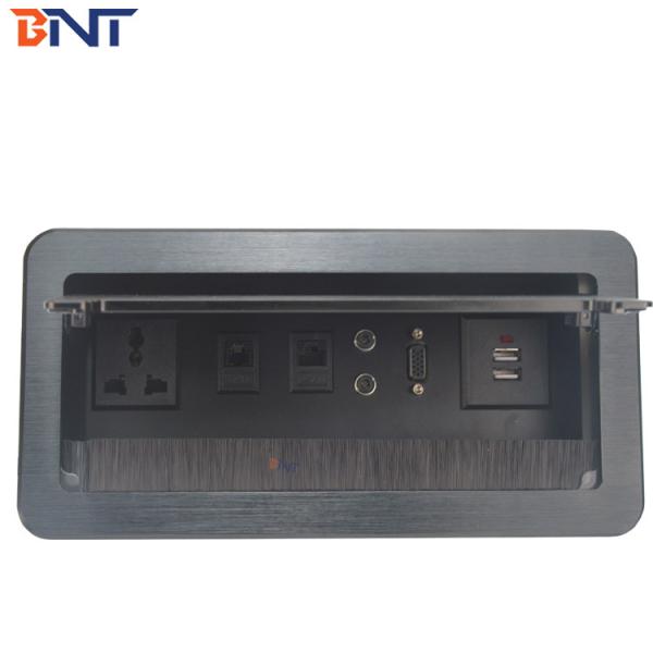Aluminum alloy brush hidden conference desktop power socket with usb charger