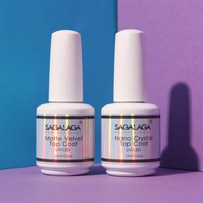 High Gloss Shine Long Lasting Base and Top Coat Gel Polish 15ml No Wipe Nano Crystal Private Label MSDS Certified
