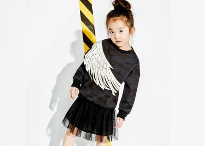 Fashion Scuba Kids Girls Clothes Girls Pullover Sweater With PU Wing Print