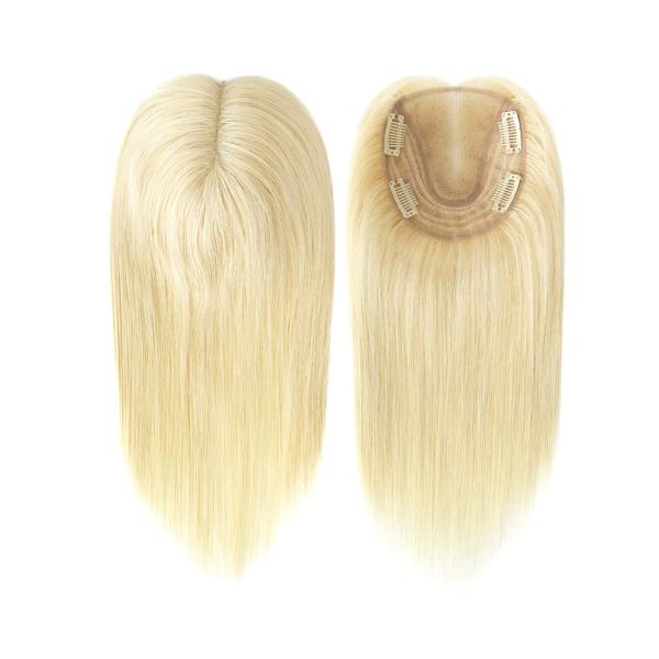 100% Remy Hair human Hair Brazilian 12 inch hair double lace in middle with wefts back for hair topper for women