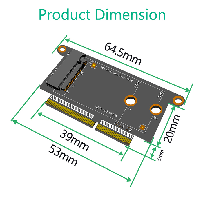 Тип переходник ключа m 2230/2242 NGFF M.2 NVMe для модели Macbook A1708