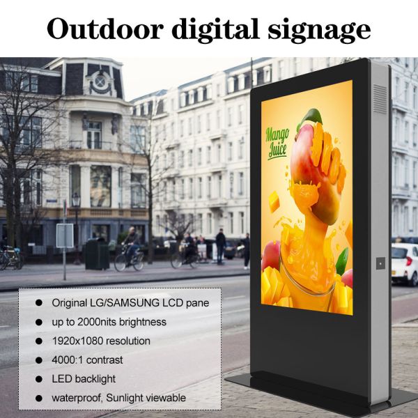 55 Inch IP55 Weatherproof Capacitive Touch Screen Floor Standing Digital Kiosk for Outdoor Advertising