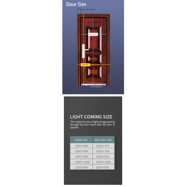Turkish Style Armored Steel Metal Door Single Design Anti-theft Exterior Front Entrance Security Doors for House With Smart Lock