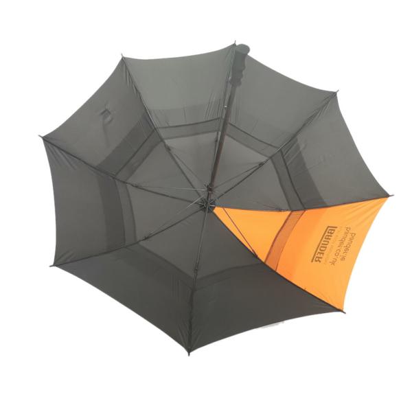 30 Inch Wind Vent Windproof Golf Umbrellas Rubber Coating Handle In Black & Orange Color